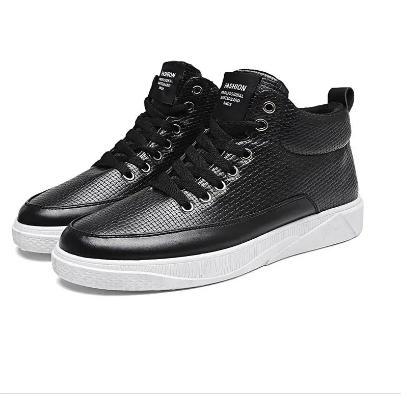 men sneakers Fashionable high-top men's canvas shoes outdoor leisure hiking shoes classic men white sneakers men loafers tenis - Цвет: Black