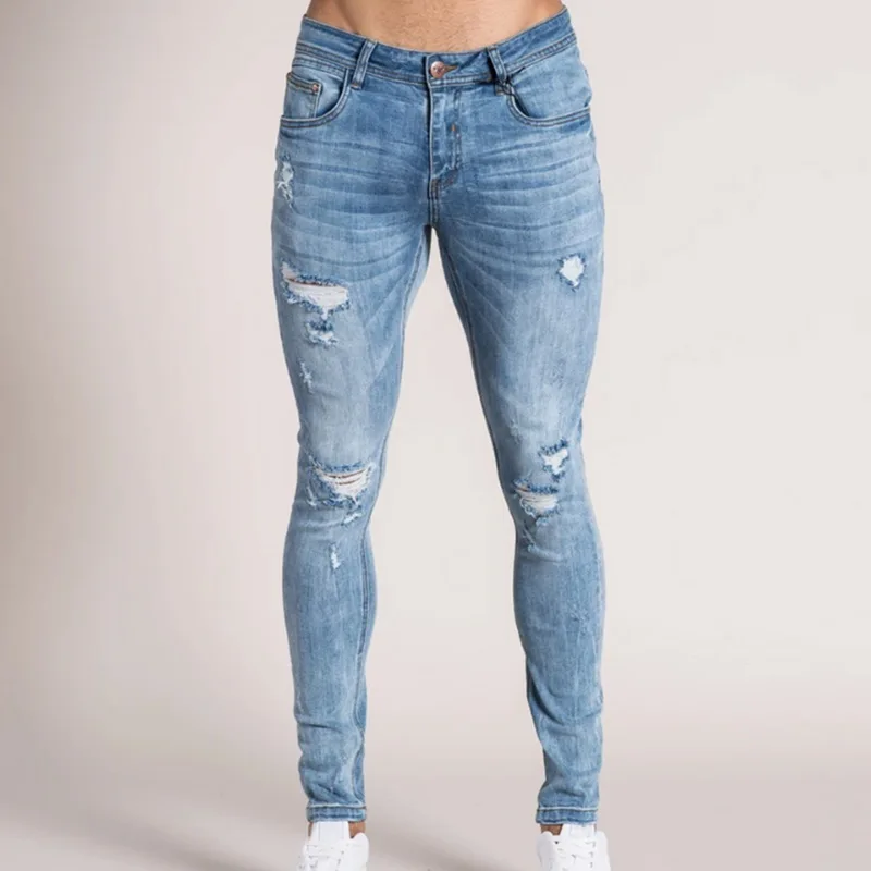 2 стиля, мужские эластичные рваные обтягивающие байкерские джинсы с модным принтом, рваные узкие джинсы, поцарапанные джинсы высокого качества