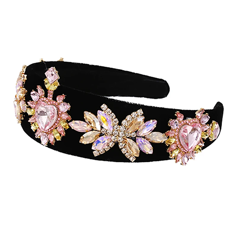 

ZHINI New Fashion Charming Baroque Multicolor Rhinestones Gorgeous Headbands for Women Wedding Hair Jewelry Accessories Gift
