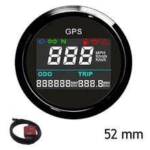 Compteur de vitesse GPS numérique 52mm, odomètre réglable en acier inoxydable 316, jauge de vitesse 0 ~ 999 Mph noeuds Km/h pour voiture moto bateau