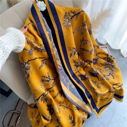 lady Winter Scarf 2022 New Thick Shawl Floral Print Female Warm Blanket Pashmina Cashmere Stoles Lady Large Wrap Echarpe