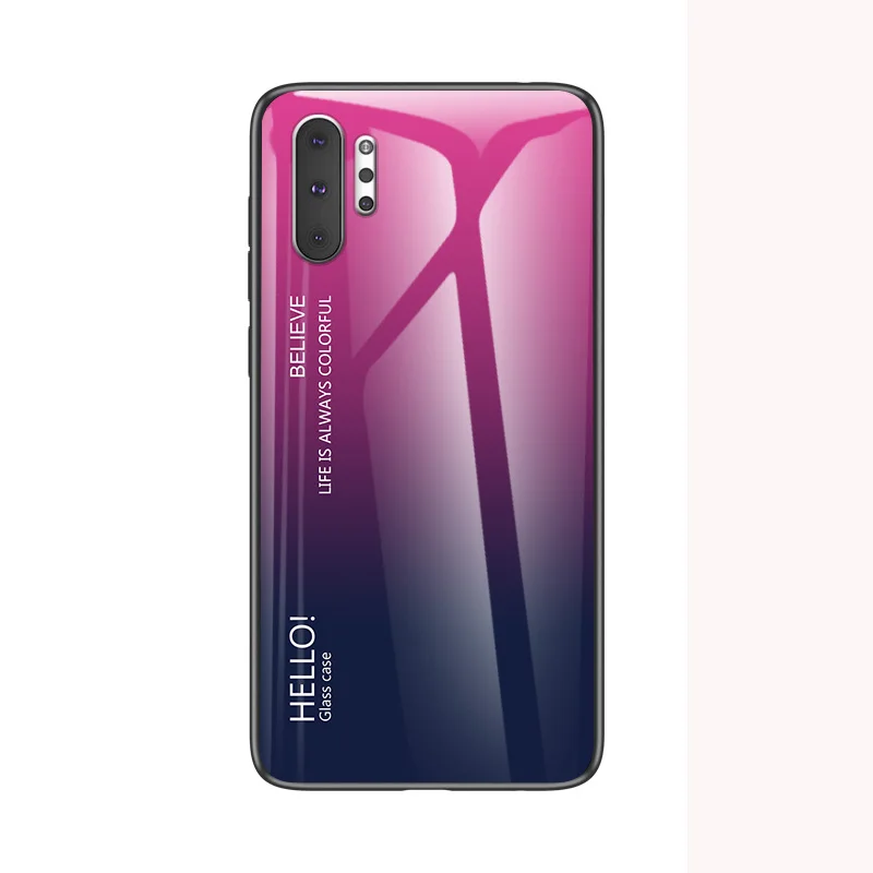 Розово-красный Постепенная замена стеклянный чехол для телефона samsung Galaxy Note 10 Plus SM-N975F полная защита бампер для samsung Note10 Plus 5G крышка - Цвет: Розово-красный