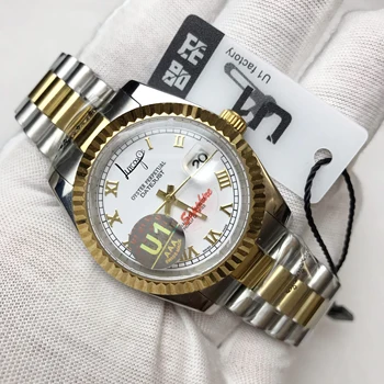 

U1 Luxury silver Watch White dial AAA Men Luxury sweeping movement Datejust President Automatic Mechanical Watches