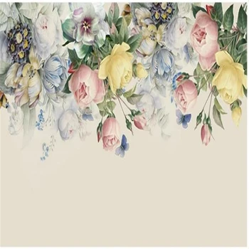 

Custom 3d murals wallpaper for living room Hand painted retro rose wallpapers TV background wall