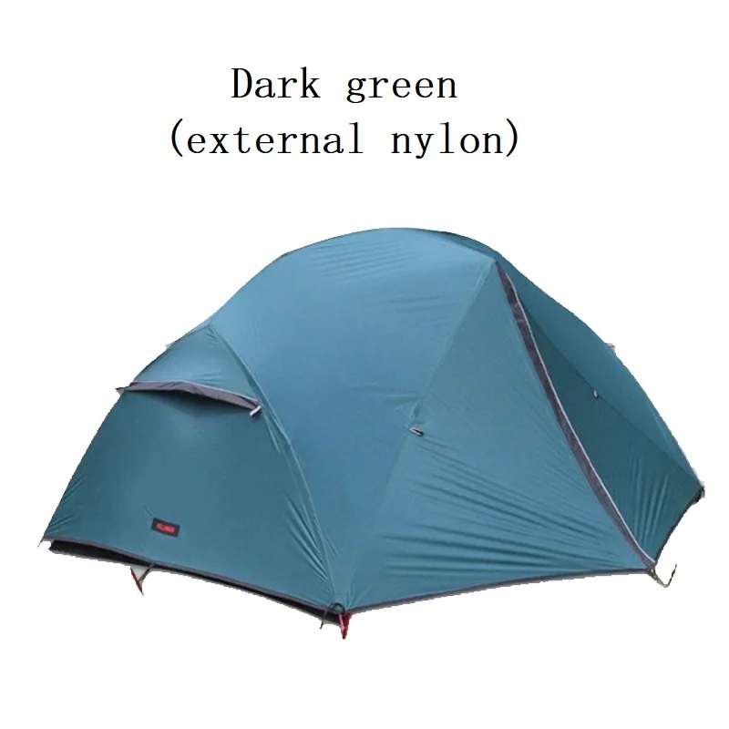 Dark green Открытый кемпинг 2 человек легкий тент 210T20D покрытый кремнием двойной алюминиевый полюс четыре сезона палатка - Цвет: Dark green