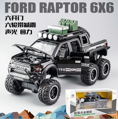 6 wheels Black box KIDAMI 1:32 Ford Raptor F150 Big Wheel MINIAUTO литая под давлением Модель автомобиля игрушки для детских подарков машинки - Цвет: 6 wheels Black box