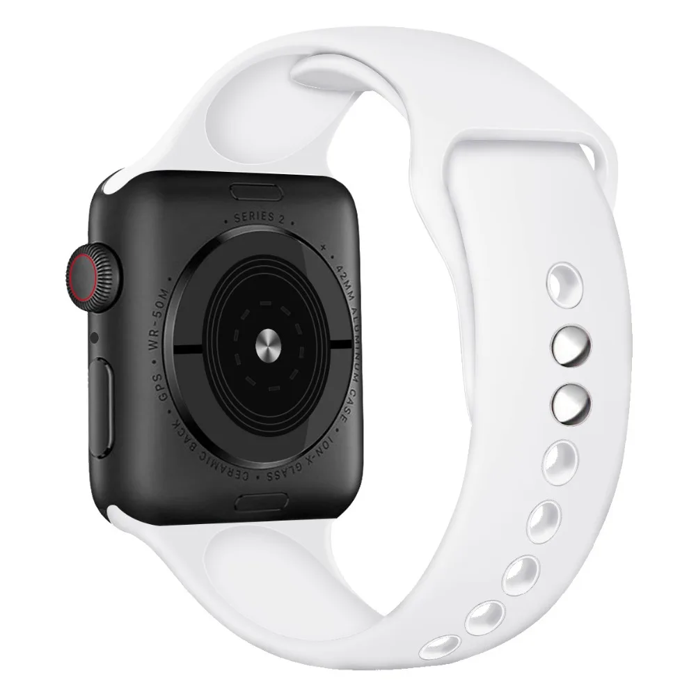 Силиконовый ремешок для Apple watch band 5, 4, 44 мм, 40 мм, рождественский подарок, мягкий наручный ремень с цветочным принтом, ремешок для часов iWatch 3, 2, 38 мм, 42 мм - Цвет ремешка: White