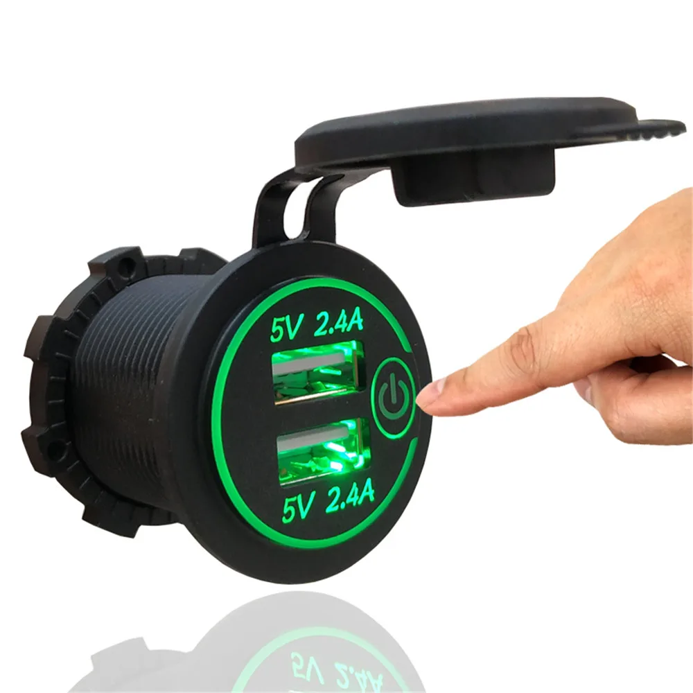 

5V 2.4A Car USB Power Outlet Waterproof Car Charger with Switch for Car ATV Boat Marine Motorcycle for mobile phone charger