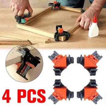 

4pcs 90 Degree Right Angle Corner Clamp Clips Kit Fixer Ruler Picture Frame Corner Clamp Woodworking Hand Tool Angle Clamps
