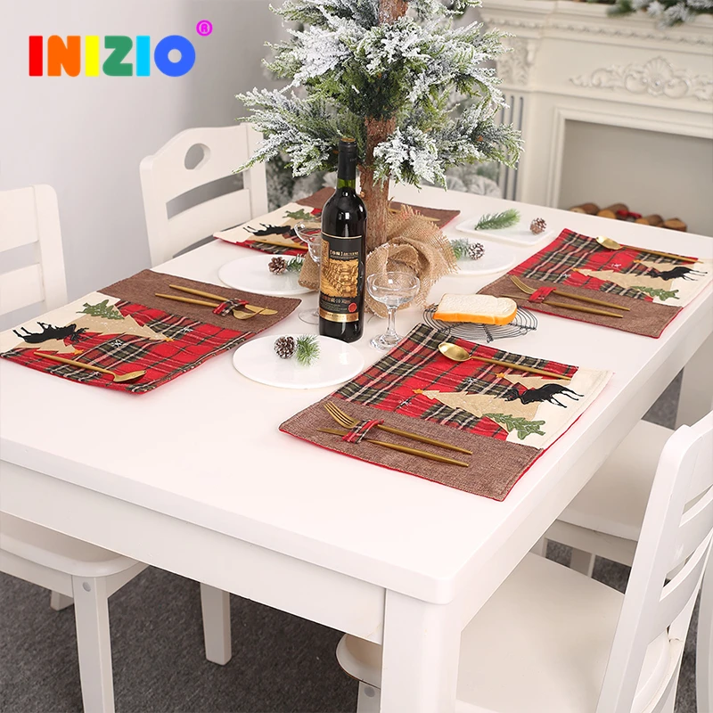 

2020 New Year Christmas Home Decoration Kitchen Accessories Placemat Christmas Table Decoration Table Knife And Fork Cushion