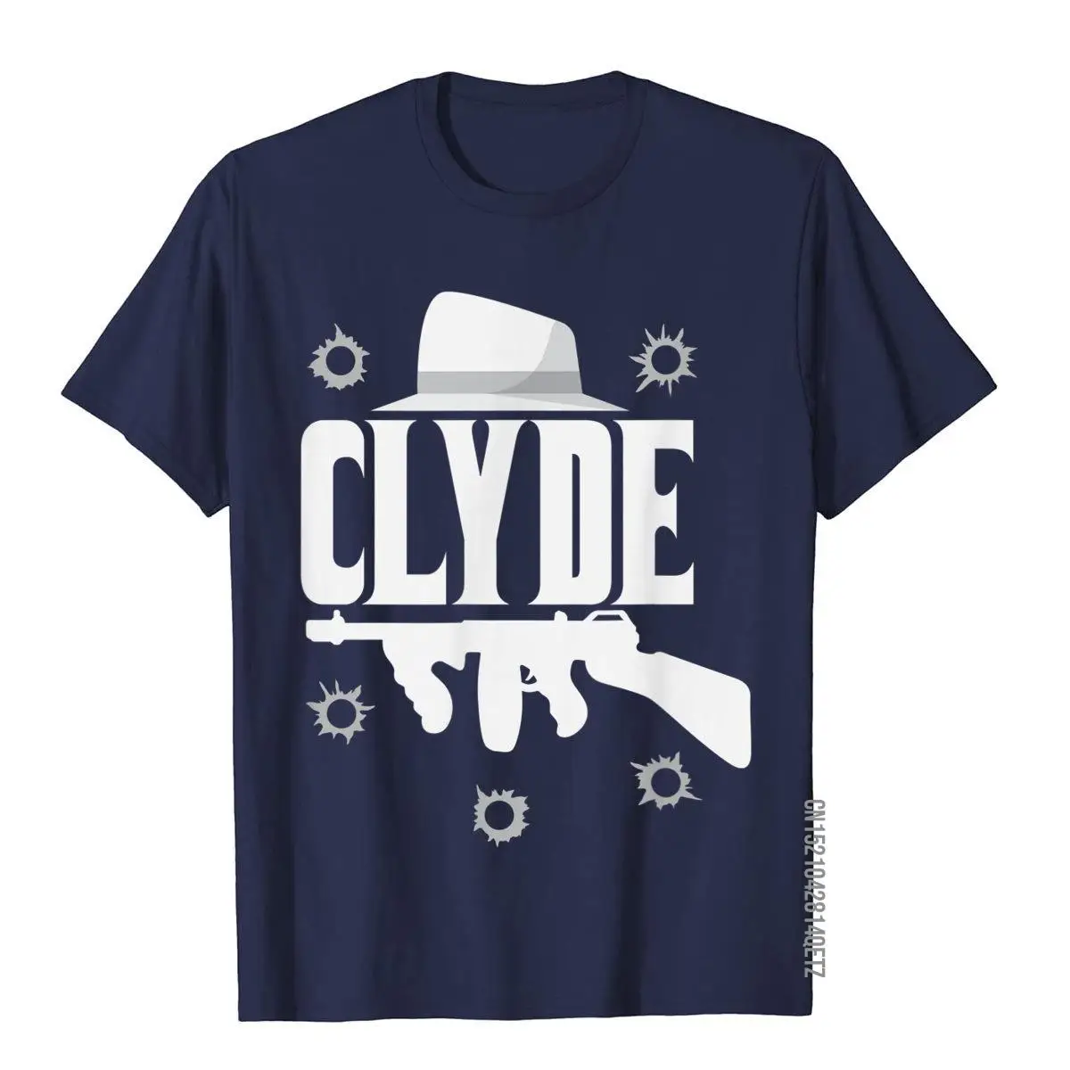 Clyde and Bonnie T-Shirt Halloween Matching Couples Costume__B9825navy