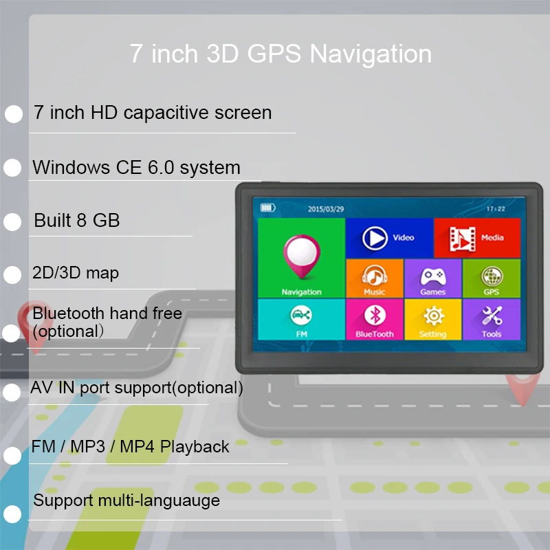 Anfilte 7 дюймовый грузовик 256 м 8 Гб навигатор wince CE 6 0 MTK Автомобильный Bluetooth avin GPS с