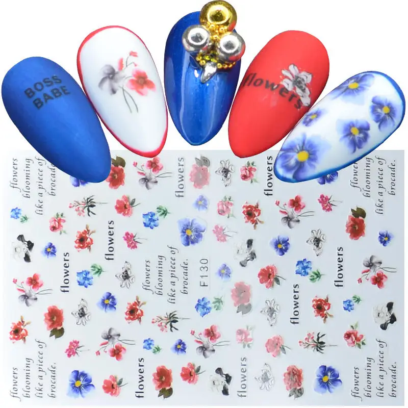 

1 Sheet Flower Mix Patterns Flowers 3D Nail Sticker Nail Art Adhesive Stickers Nails Wraps Decorations DIY Stickers