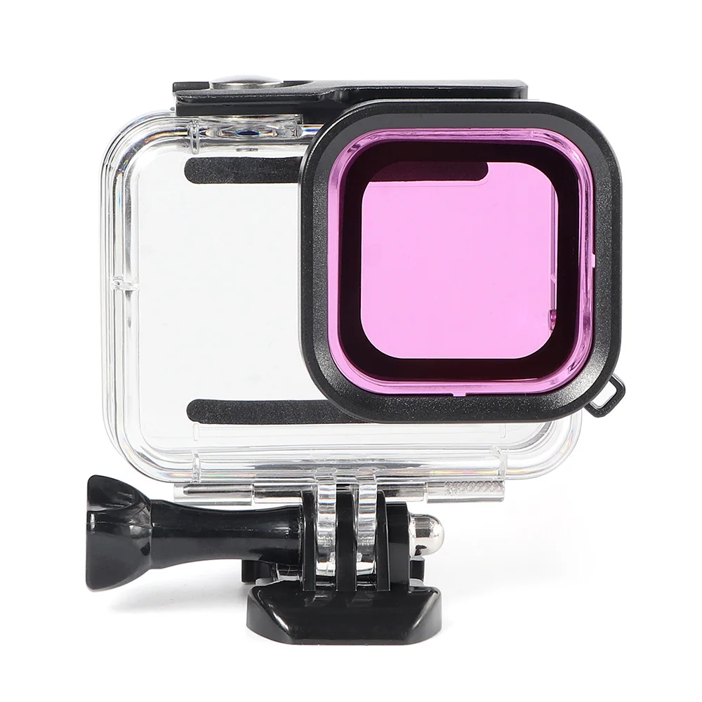 Набор из 3 фильтров красного и пурпурного цвета для GoPro HERO 8, черный супер костюм, чехол для корпуса, аксессуары
