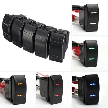 

12v 24v LED Marine Switches 7 Pins DPDT ON-OFF-ON 2 Lights Rocker Switch RV Boat Universal