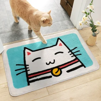 

Cute Cartoon Carpet Kitchen Bathroom Bedroom Absorbent And Antiskid Mat Cat And Dog Soft Household Mat RPR Antiskid Rubber Base