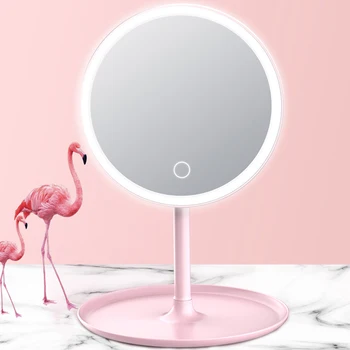 

Screen Switch L-ED Backlit Makeup Mirror Natural White Light Detachable Base Desk Makeup Mirror