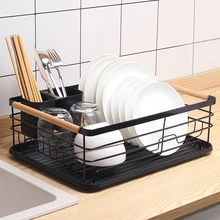 

ADOREHOUSE Dish Drying Rack Kitchen Cutlery Fork Storage Shelf Towel Holder With Drain Pan Desktop Organizer Kitchen Tool