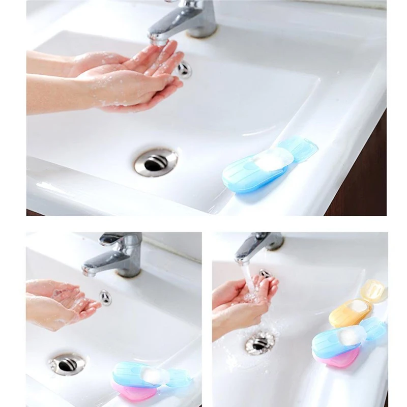 Disposable Soap Paper Sheet Portable Boxed Soap Box Mini Washing Hand Bath Soap Paper Flakes Travel Cleaning Carry 20 Pcs/Box