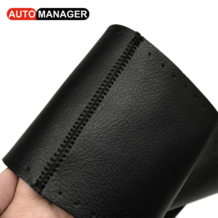 Steering Wheel Cover Genuine Leather Braid Steering Wheel Cover 15 inch for Car Interior Accessories