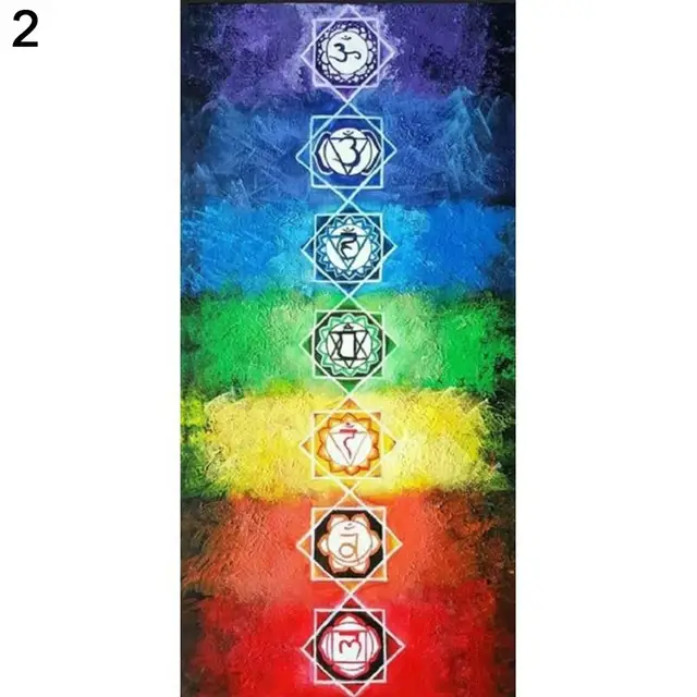 Téglalap Rainbow 7 Chakra Mandala Bohémia Takaró Gobelin Nyári Strand Törülköző Jóga Szőnyeg 150Cm X 75 Cm Kendő