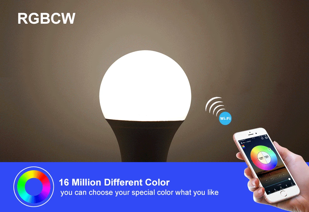 Умная светодиодная Wi-Fi лампочка E27 RGB+ белый+ теплый белый 7 Вт Волшебная лампочка лампа AC85-265V Wi-Fi Управление работает с Amazon Alexa и Google Assistant