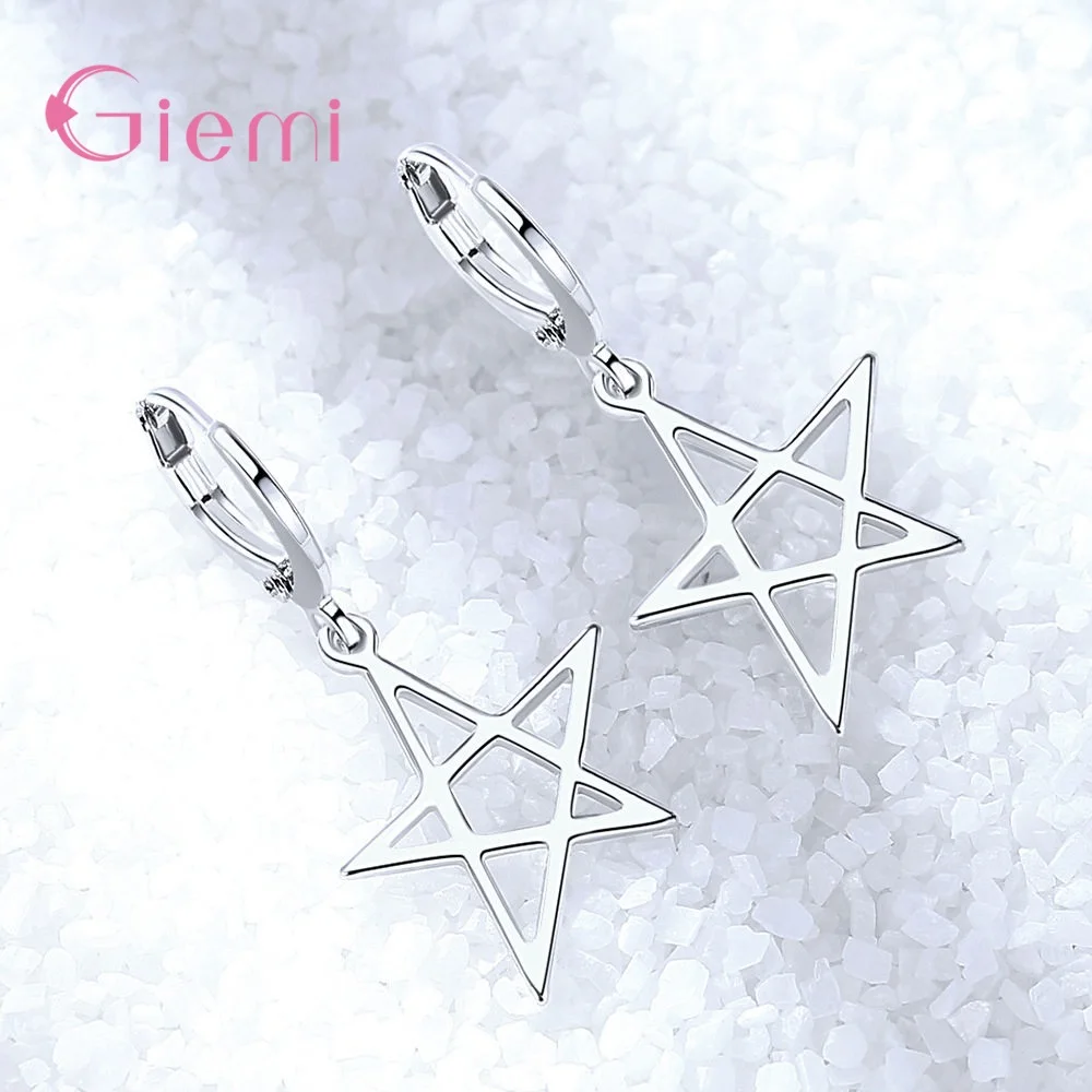 Цена, 925 пробы серебряные серьги-гвоздики со звездами и блестящими кристаллами для женщин и девушек, модные ювелирные изделия