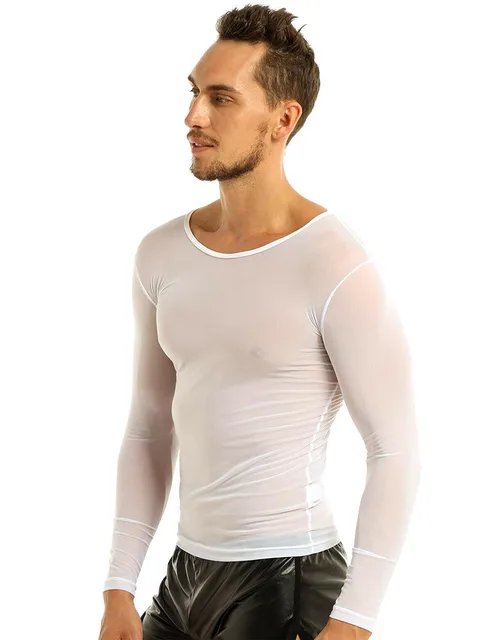 Sexy Men See through Sheer Mesh T shirt 