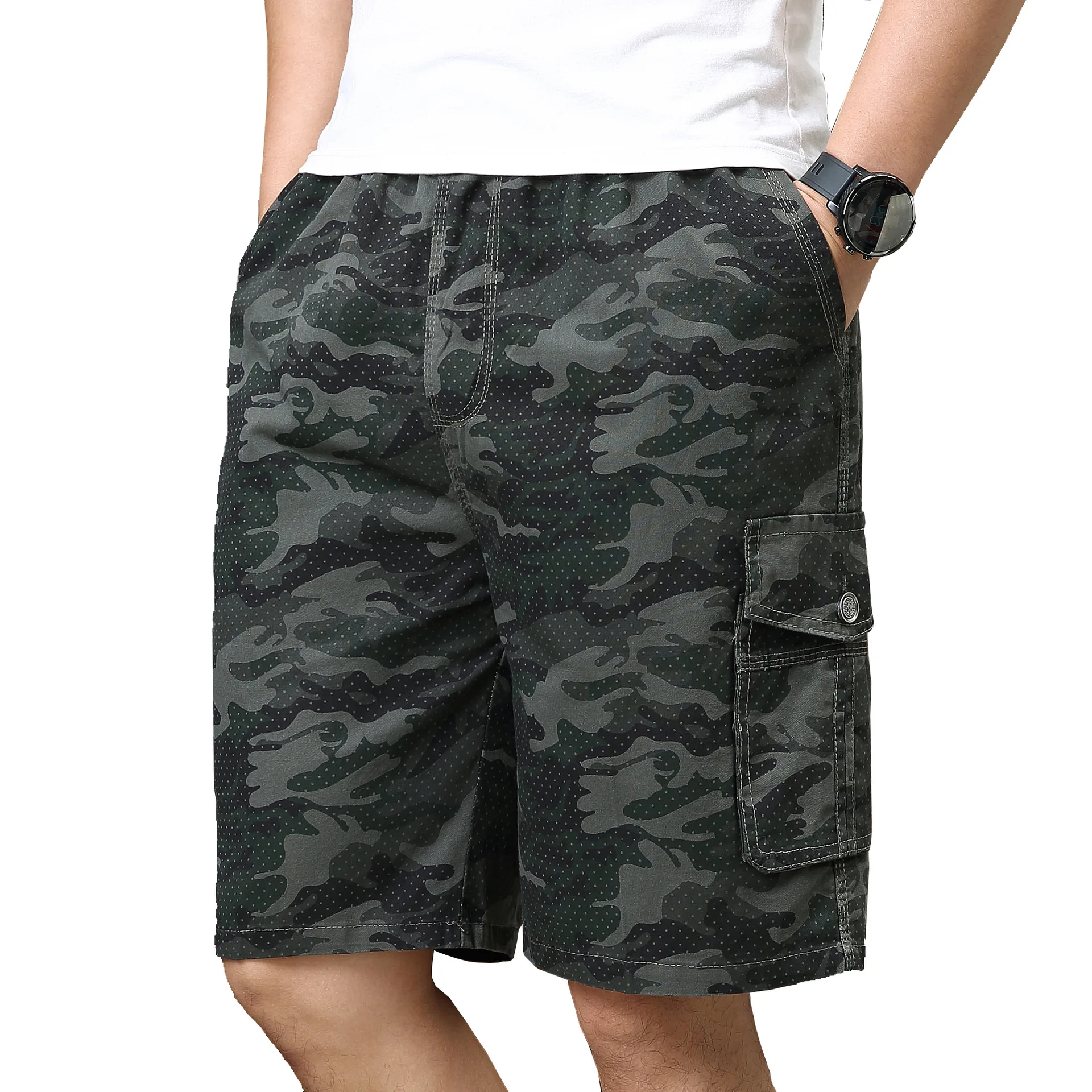 

Men's New fashion summer large size camouflage Pure cotton shorts for middle-aged and old people Casual Sport Jogging Shorts