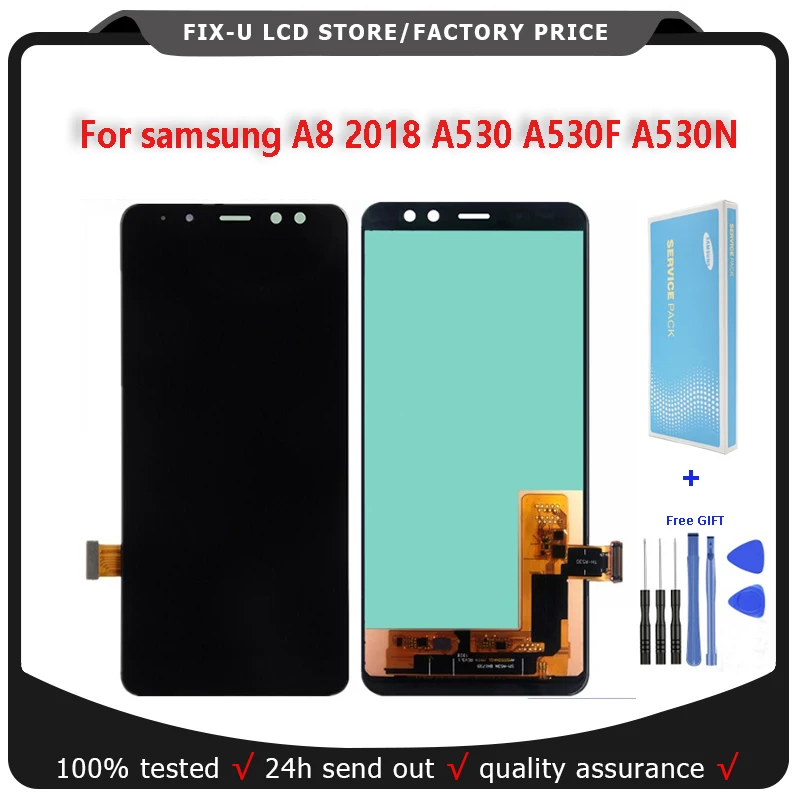 100% протестированный супер AMOLED для SAMSUNG A8 2018 A530 ЖК дисплей A530F A530D экран сенсорный