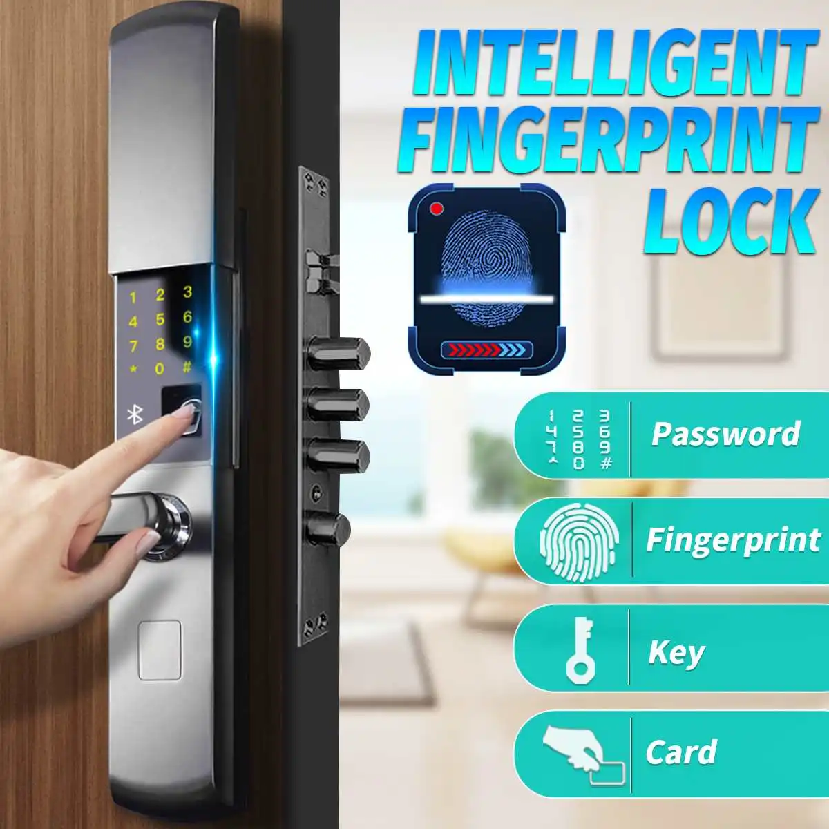 Details about   Intelligent Door Lock Electronic Touch Password Anti-Thief Lock APP Key Cards US 