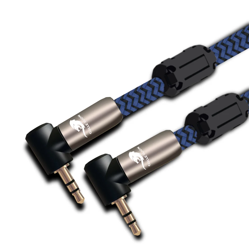 Hifi 3 5mm AUX Cable Angled to Angled Headphone PC MP3 Car 3 5 to 3 5 Audio Cable Shielded OFC Gold plated 1M 2M 3M 5M 8M 10M