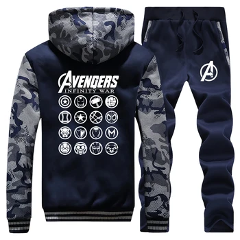

Fashion Marvel Avengers Logo Camo Sweatshirts Winter Fleece Marvel Infinity Hoodies Pant Sets Men Casual Sportswear Sportswear