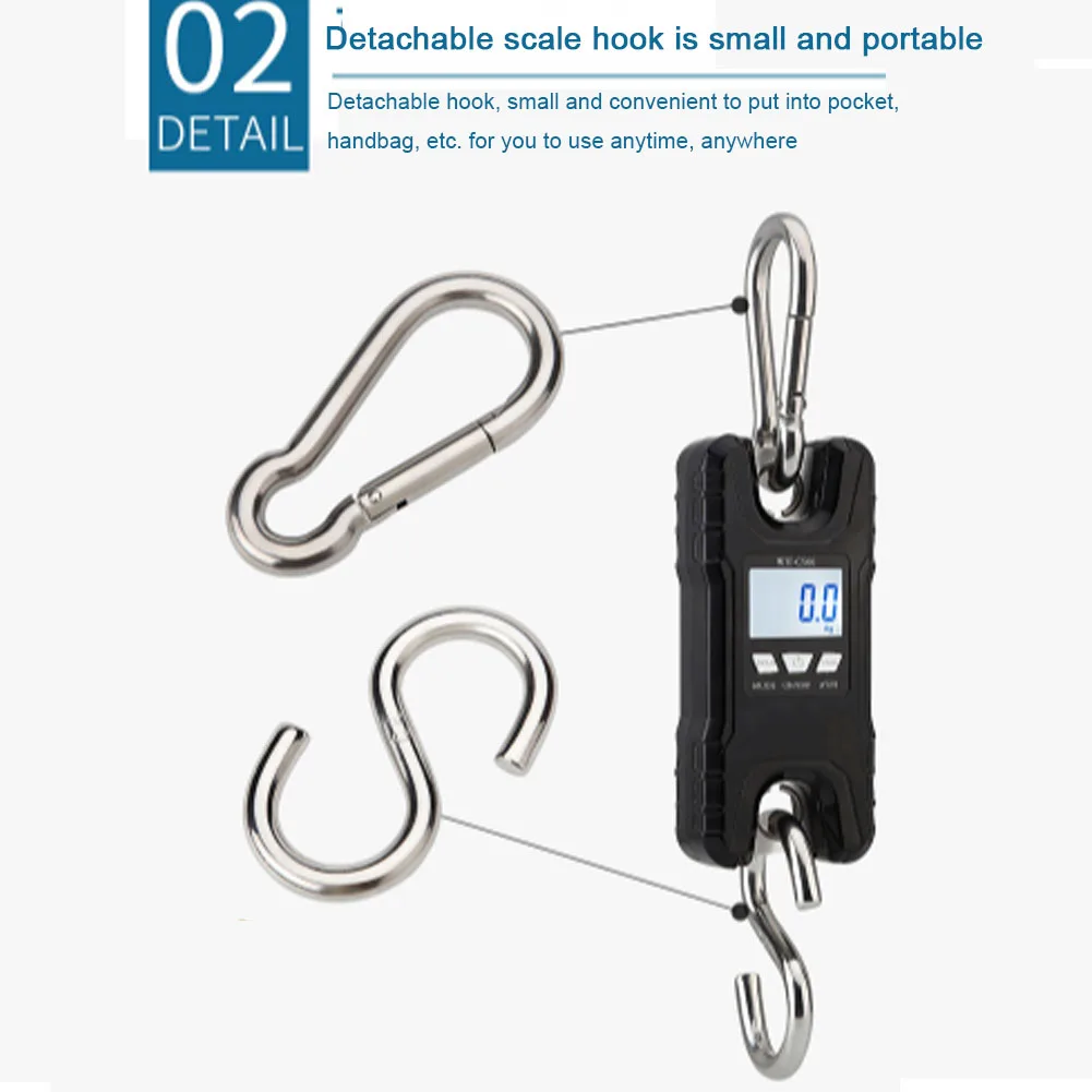 500kg 100g Weight Balance Heavy Duty LED Backlight Kitchen Tool Stainless Steel With Hanging Hook Crane Scale Mini Digital