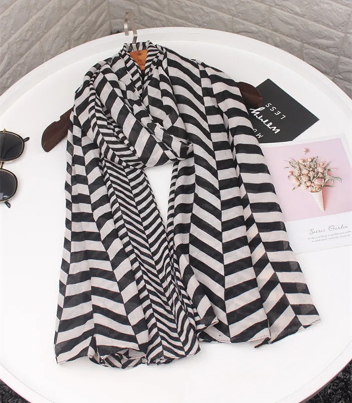 

KYQIAO foulard femme fashion winter scarf women autumn winter Spain style long black white geometric scarf Muslim Hijab