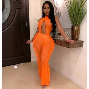 

Long Jumpsuit Womens Rompers Women Plus Size Jumpsuits Coveralls For Wear Express Solid Color Sexy Strap Pants Polyester