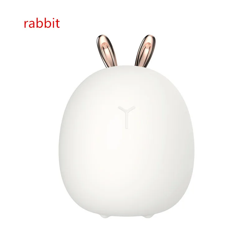 Rabbit Силикагель светодиодный ночник с регулируемой яркостью USB перезаряжаемая детская Лампа Олень Кролик прикроватная лампа декоративная лампа Защита глаз - Испускаемый цвет: Rabbit