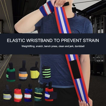 

Gym Fitness Weightlifting Bracers Powerlifting Wristband Support Elastic Wrist Wraps Bandages Brace For Sports Safety Supplies