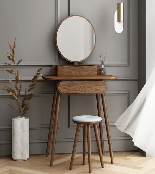 

Pewter solid wood walnut dressing stool combination of European and Japanese small house