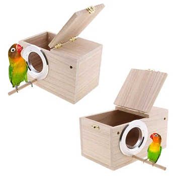 

Parakeet Nest Box 2Pcs Bird House Budgie Wood Breeding Box for Lovebirds, Parrotlets Mating Box