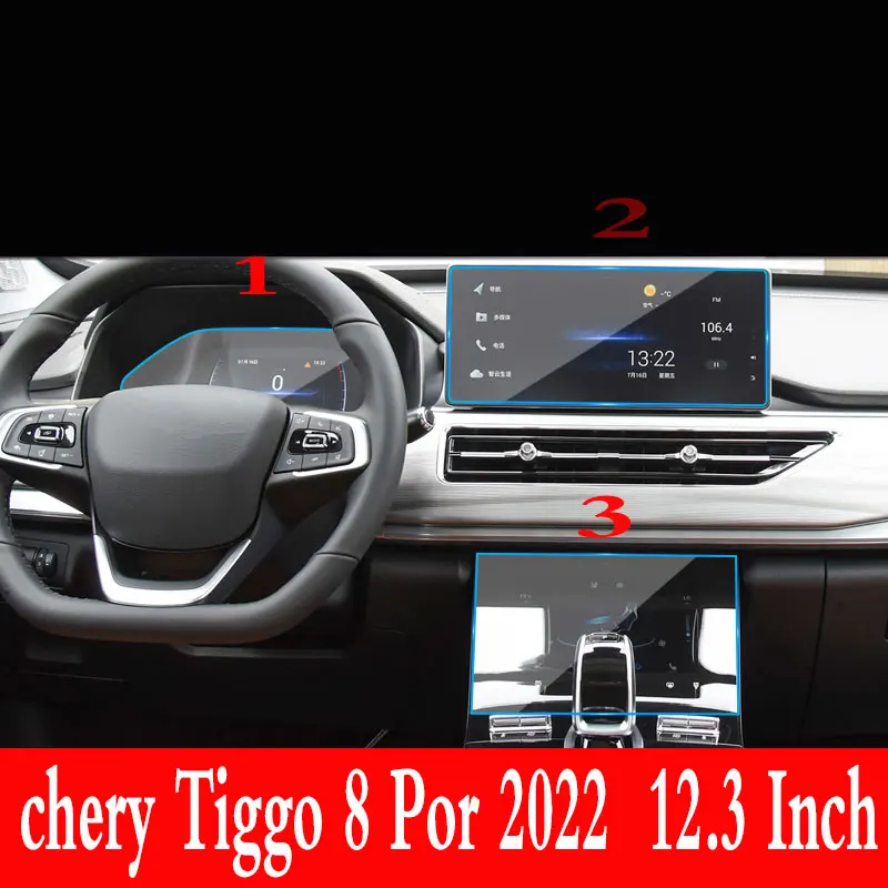 

tempered glass protective film For chery Tiggo 8 Por GPS navigation center screen 2021-2022 12.3 inch car interior sticker