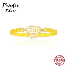 Модная подвеска Стерлинговое Серебро копия 1:1, желтый серебряный Oui черный браслет макраме для женщин Monaco Роскошные ювелирные изделия подарок