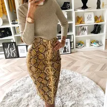 Модная женская облегающая юбка из змеиной кожи, Повседневные Вечерние Клубные юбки с высокой талией