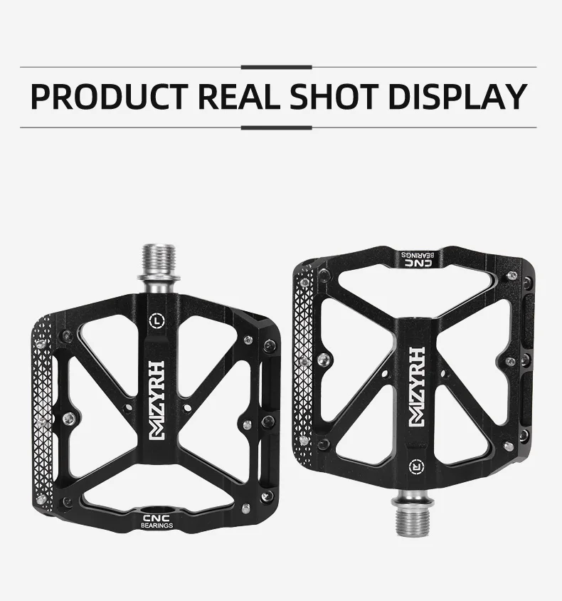 MZYRH 3 Bearings Bike Pedals Non-Slip MTB Pedals Aluminum Alloy Flat Applicable Waterproof Cycling Accessories