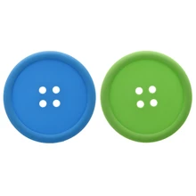2 шт большая кнопка силиконовая подставка забавная новинка дизайн Китч Ретро напитки столовые приборы-синий с зеленым