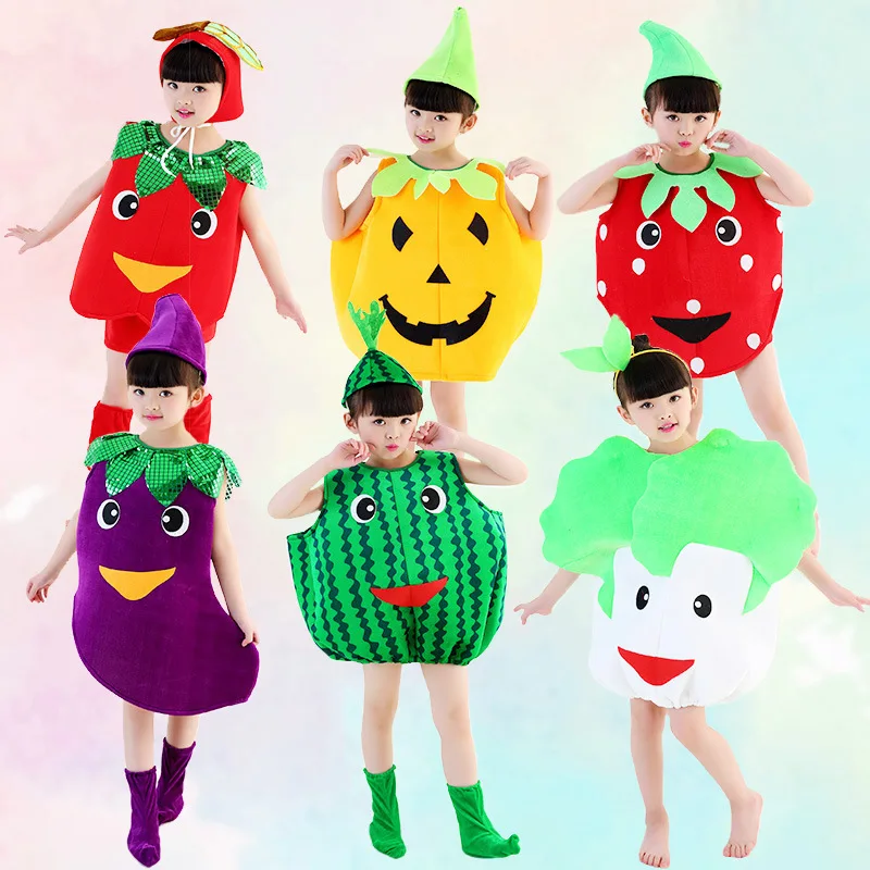 

Children's Day Children Fruit & Vegetable Modeling Costume Kindergarten Fruit Environmentally Friendly Fashion Show Table Perfor