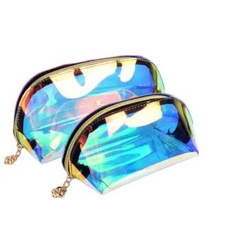 

Waterproof Laser Cosmetic Bag Holographic WoMan Neceser Makeup Bag PVC Transparent Pouch Wash Toiletry Bag Travel Organizer Case