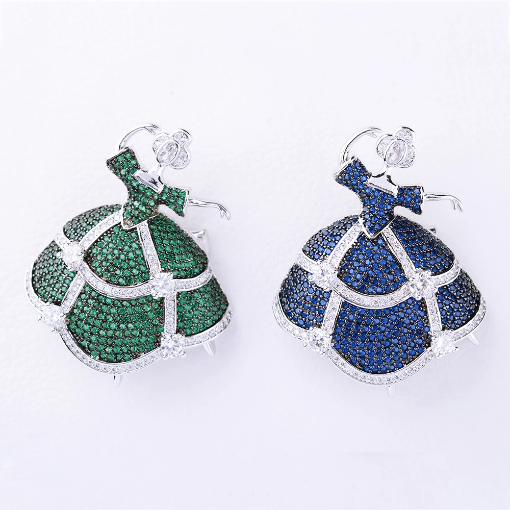 TOP Grade Cubic Zirconia Pave Ballet Girl Brooch