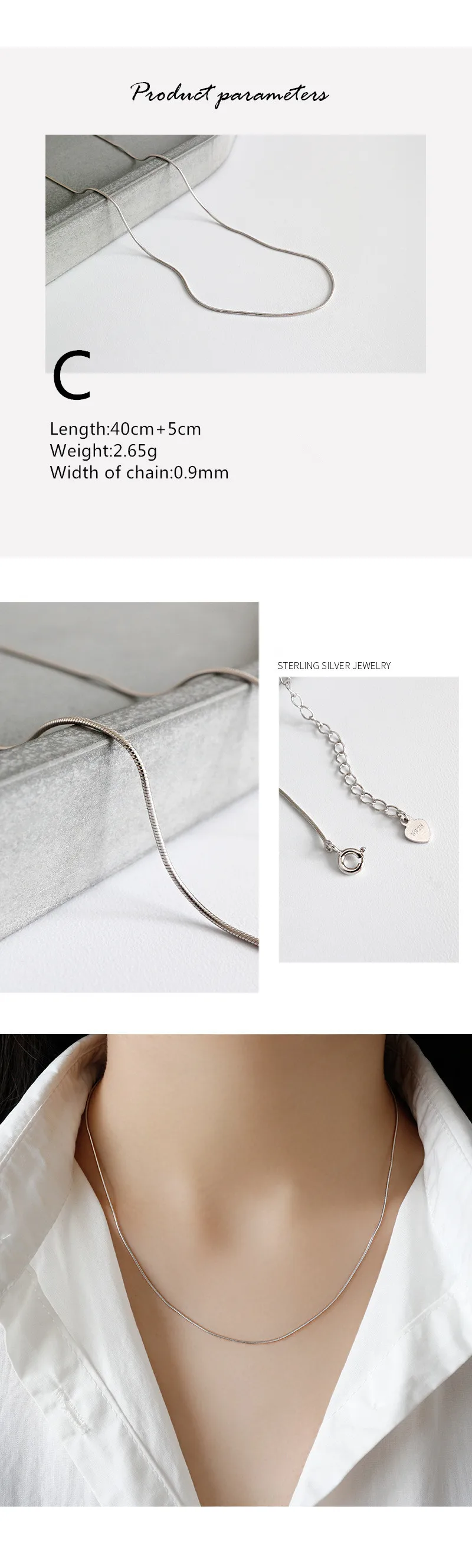 Стерлингового серебра 925 ожерелья для женщин аксессуары collier femme, минималистичные бусины с имитацией змеиной шкуры цепи ожерелье ювелирные изделия colar