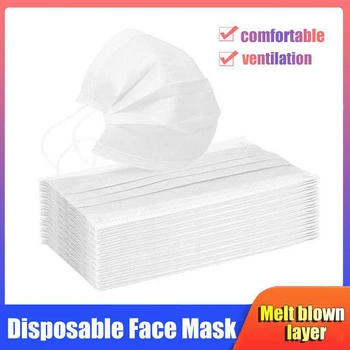 

10/50/100/200/500pcs Disposable Face Mask 3 Layers Filter Anti Dust Civil Breathable Gauze Mask Adult White Face Mouth Masks